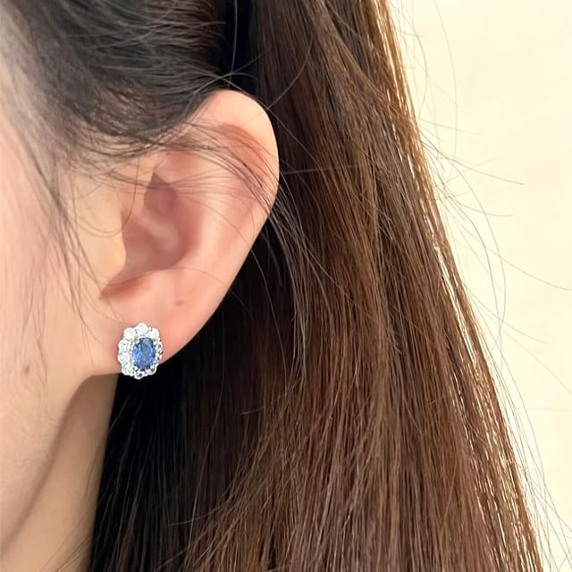 A-ROCH-925 Sterling Silver Rhinestone Stud Earring