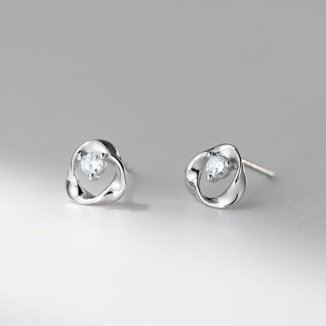 A-ROCH-925 Sterling Silver Rhinestone Stud Earring