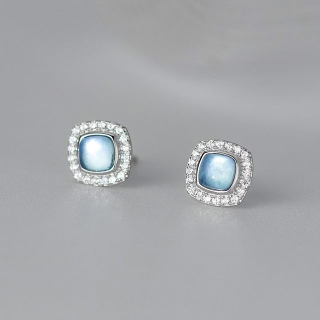 A-ROCH-925 Sterling Silver Rhinestone Stud Earring
