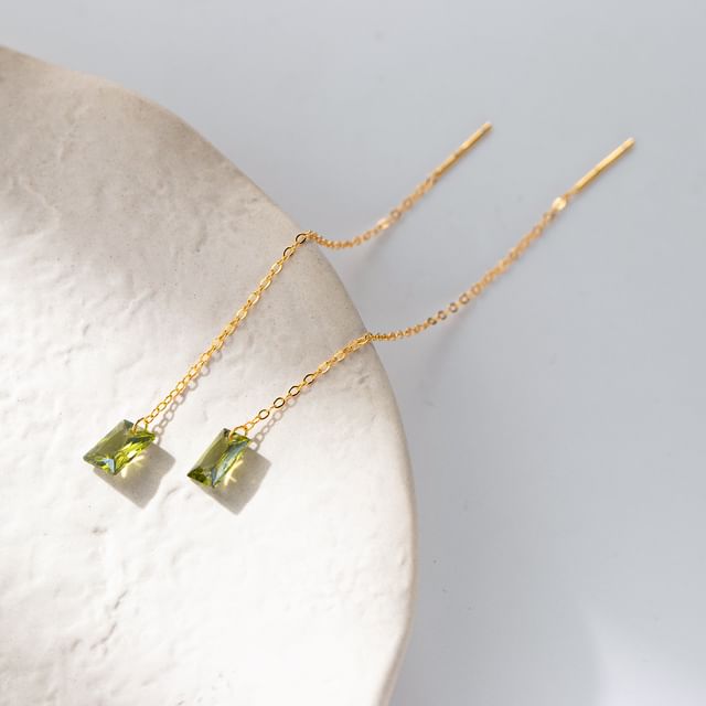A-ROCH-925 Sterling Silver Rhinestone Threader Earring
