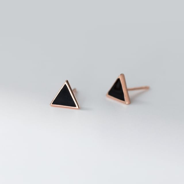 A-ROCH-925 Sterling Silver Triangle Stud Earring