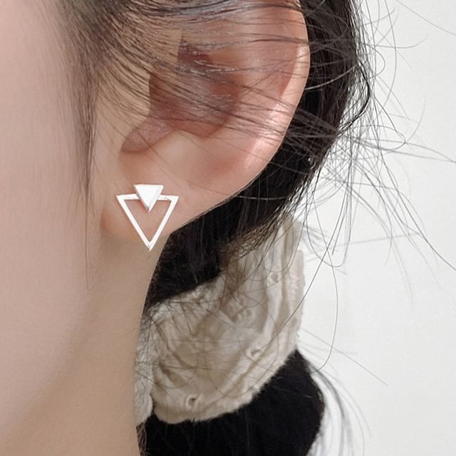 A-ROCH-925 Sterling Silver Triangle Stud Earring