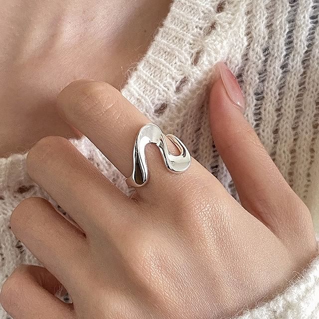 A-ROCH-925 Sterling Silver Wavy Open Ring