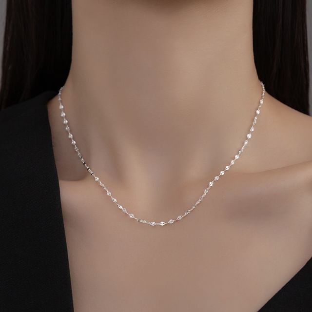 A-ROCH-999 Silver Link Chain Lobster Clasp Necklace