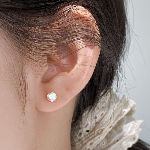 A-ROCH-999 Silver Rhinestone Stud Earring