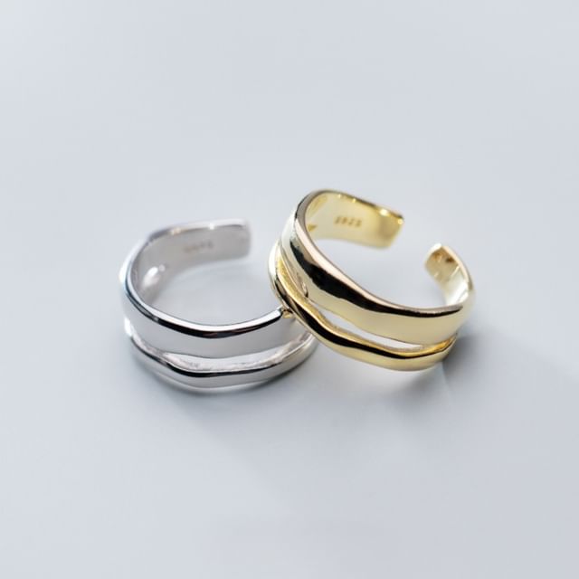 A-ROCH-S925 Sterling Silver Polished Layered Open Ring
