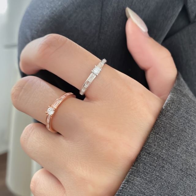 A-ROCH-S925 Sterling Silver Rhinestone Open Ring
