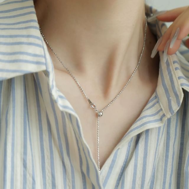 A-ROCH-S925 Sterling Silver Threader Lariat Necklace