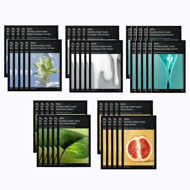 Abib Gummy sheet mask （1箱×10枚入り）5種セット Abib - Gummy Sheet Mask Bundle Set - 5 Types | YesStyle