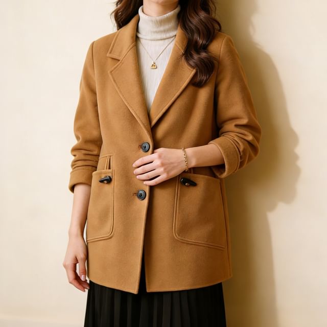 Acoustic Rain-Button-Up Plain Blazer