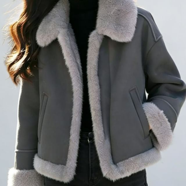 Acoustic Rain-Collared Fleece-Lined Open Front Jacket