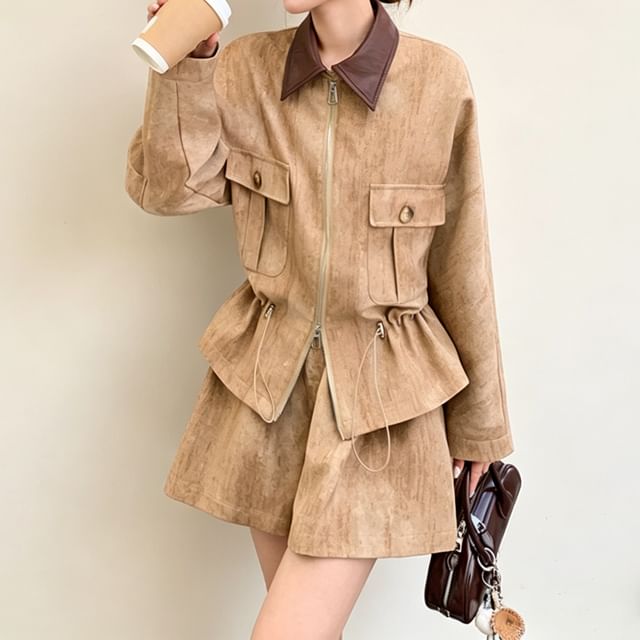 Acoustic Rain-Set Zip-Up Barn Jacket Wide Leg Shorts
