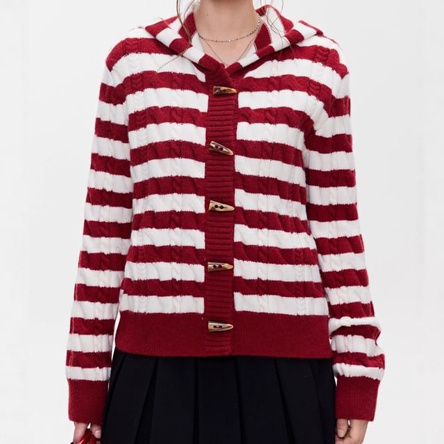Acoustic Rain-Striped Toggle Cardigan