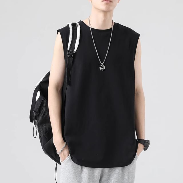 Acrius-Crewneck Plain Tank Top