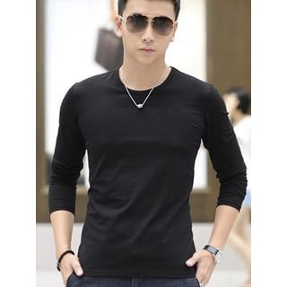 Acrius-Long-Sleeve Slim Fit Plain T-Shirt