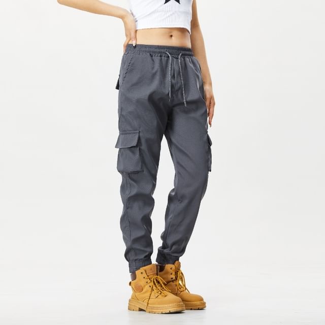 Acrius-Low Rise Plain Cargo Baggy Pants