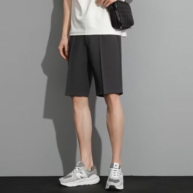 Acrius-Mid Rise Plain Shorts