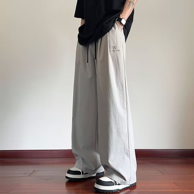 Acrius-Mid Rise Plain Wide Leg Pants