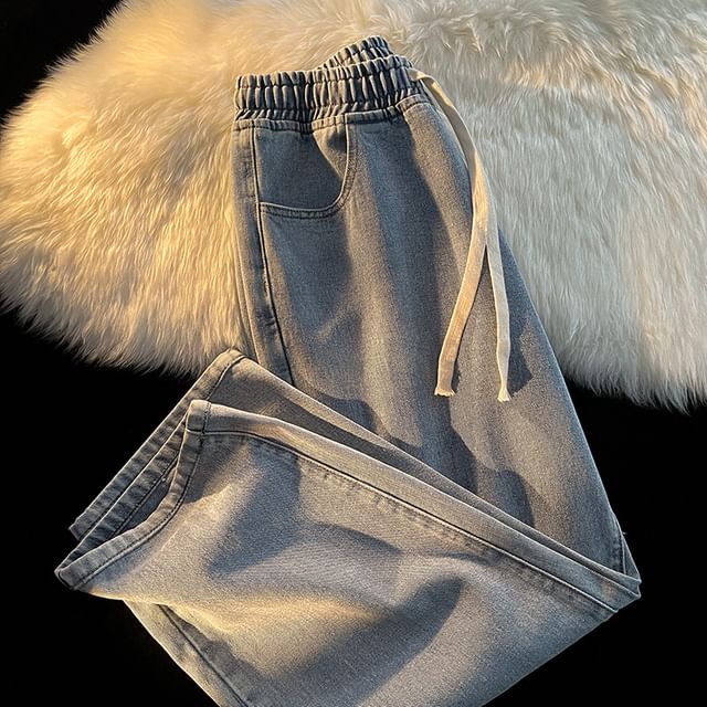 Acrius-Mid Rise Washed Wide Leg Jeans