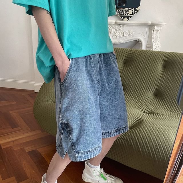 Acrius-Mid Rise Washed Wide Leg Jorts