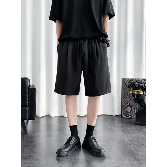 Acrius-Mid Waist Plain Sweatshorts