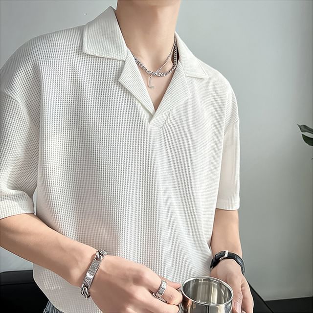 Acrius-Short-Sleeve Plain Polo Shirt