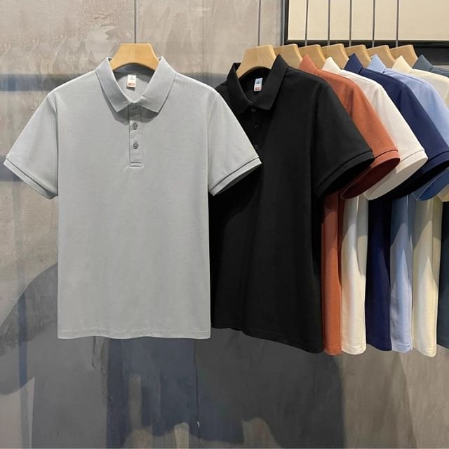 Acrius-Short-Sleeve Plain Polo Shirt