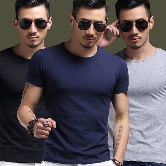 Acrius-Short-Sleeve Plain T-Shirt Various Designs