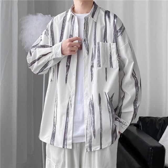 Acrius-Tie-Dyed Button-Up Shirt