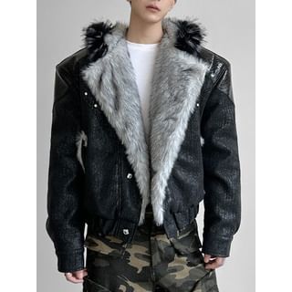 Adothuiastic-Faux Fur Button-Up Coat