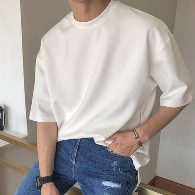 Adothuiastic-Oversized Plain T-Shirt