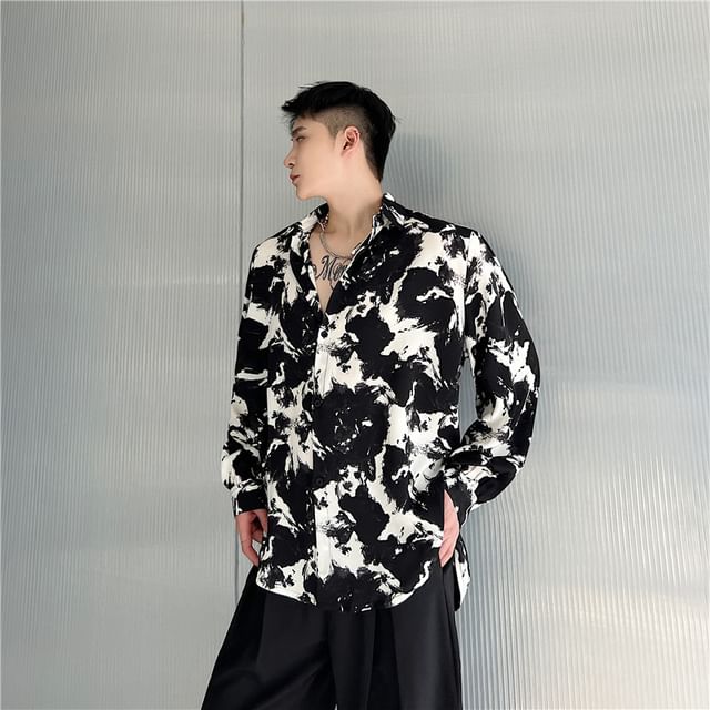 Adothuiastic-Tie-Dyed Button-Up Shirt