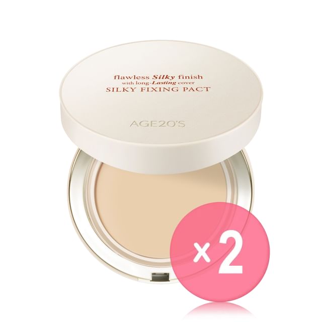 AGE20-S-Silky Fixing Pact Set - 2 Colors 2pcs Bundle Set