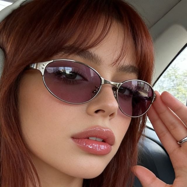 Aisyi-Oval Metal Sunglasses