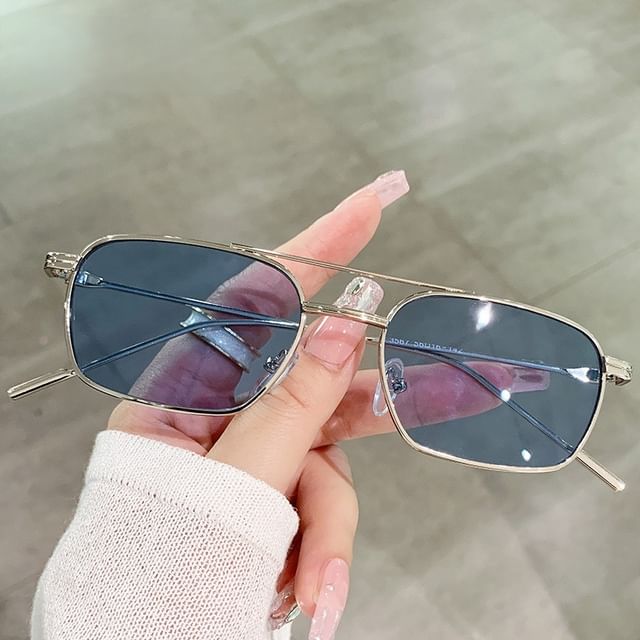 Aisyi-Square Double Bridge Aviator Sunglasses