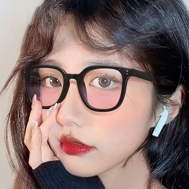 Aisyi-Square Thick Frame Cheek Color Lens Glasses