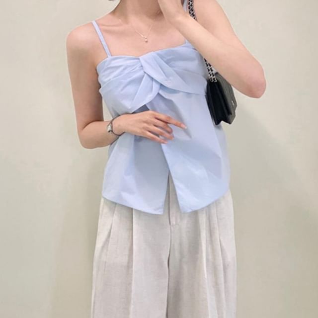 Alfie-Plain Knot Front-Slit Camisole Top