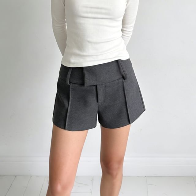 Allinya-High Waist Plain Hot Pants
