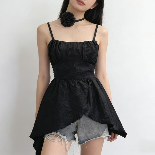 Allinya-Plain Ruched Camisole Top