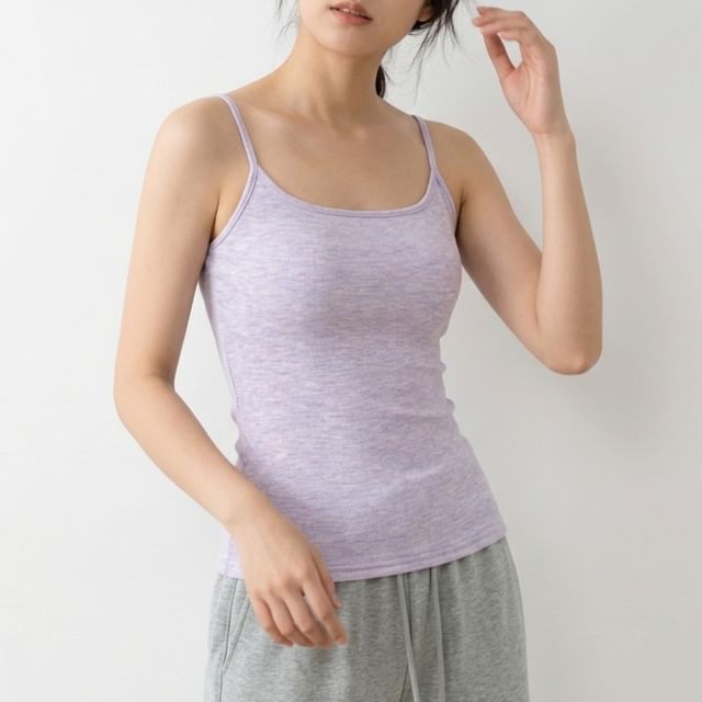 Allinya-Scoop Neck Plain Padded Crop Camisole Top