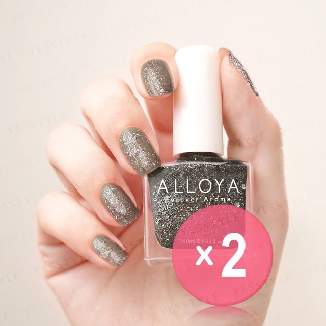 ALLOYA-Water-Based Natural Nail Polish Environmental Friendly 097 Starry Night Sky 2pcs Bundle Set