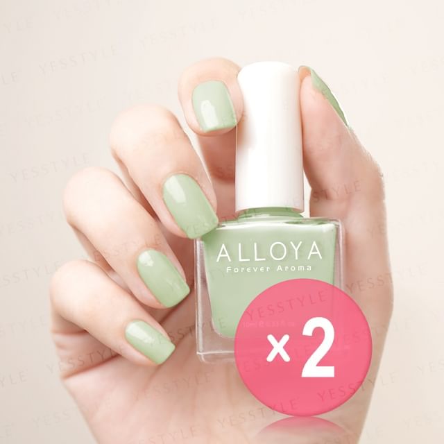 ALLOYA-Water-Based Natural Nail Polish Environmental Friendly 181 Christine Bean Greens 2pcs Bundle Set
