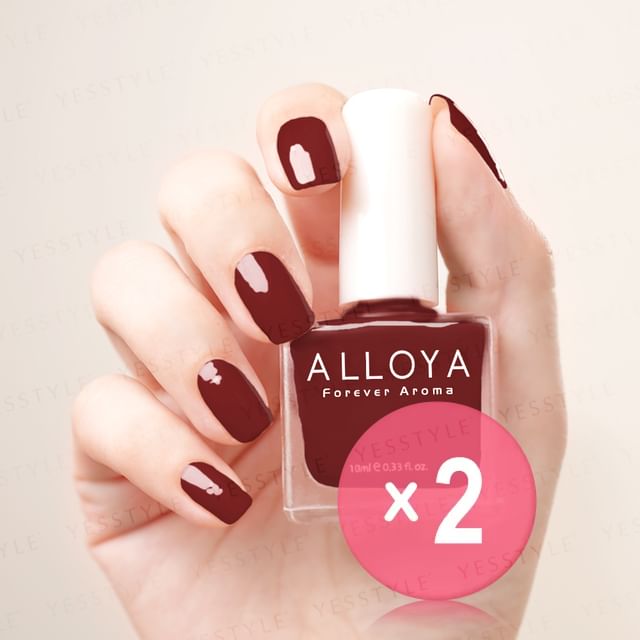 ALLOYA-Water-Based Natural Nail Polish Environmental Friendly 187 Bloody Jazz 2pcs Bundle Set