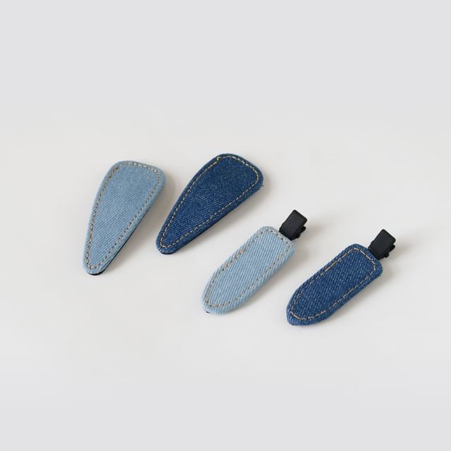 Allyrinta-Contrast Stitched Denim Hair Clip