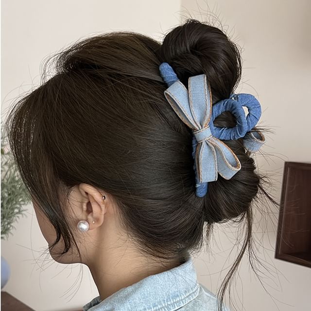Allyrinta-Denim Ribbon Hair Claw