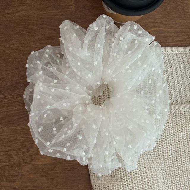 Allyrinta-Dotted Mesh Scrunchie
