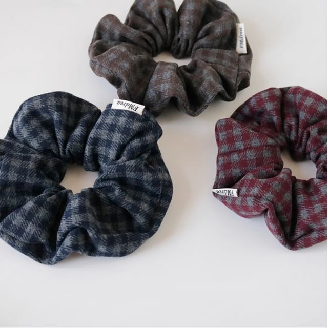 Allyrinta-Plaid Fabric Scrunchie