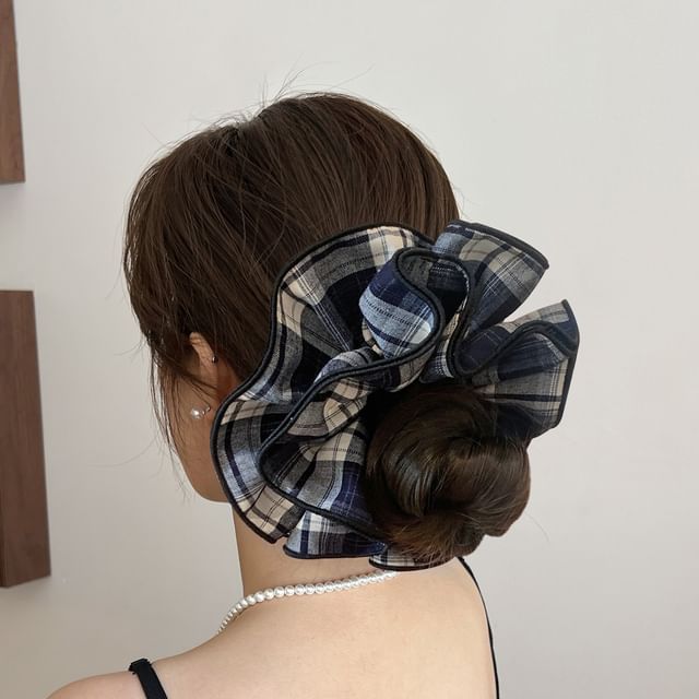 Allyrinta-Plaid Fabric Scrunchie