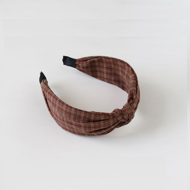 Allyrinta-Plaid Knot Fabric Headband