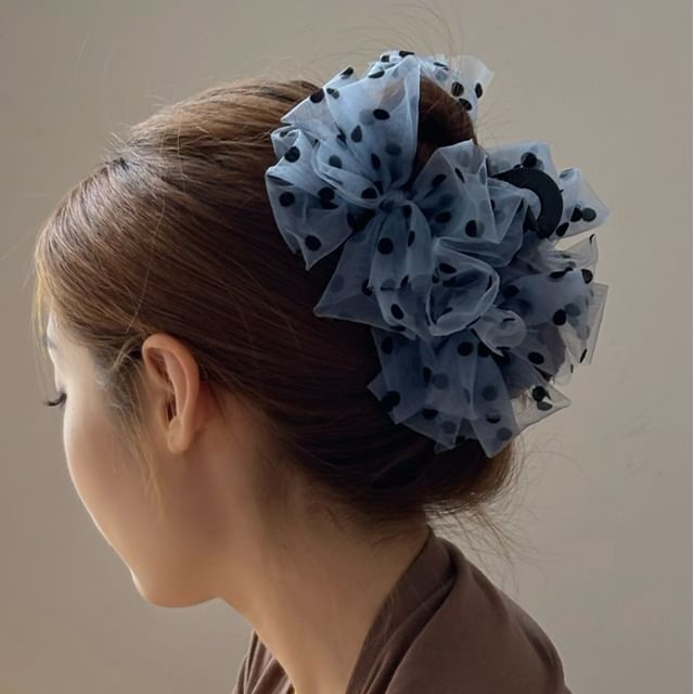 Allyrinta-Polka Dot Mesh Hair Claw Clip